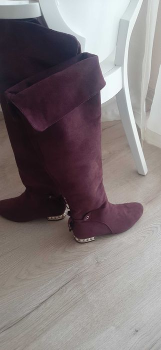 Nowe  kozaki ZAMSZOWE długie  (CIEMNO FIOLETOWE)NR 39