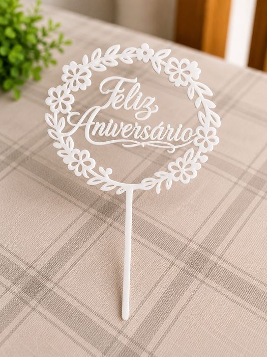 Topo de Bolo "Feliz Aniversário"