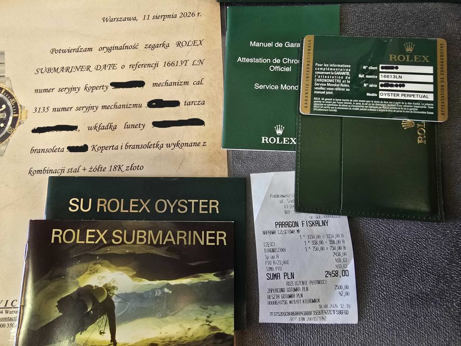 Piękny Rolex Submariner Date Ref. 16613 LN Stal/Złoto 18k Full Set