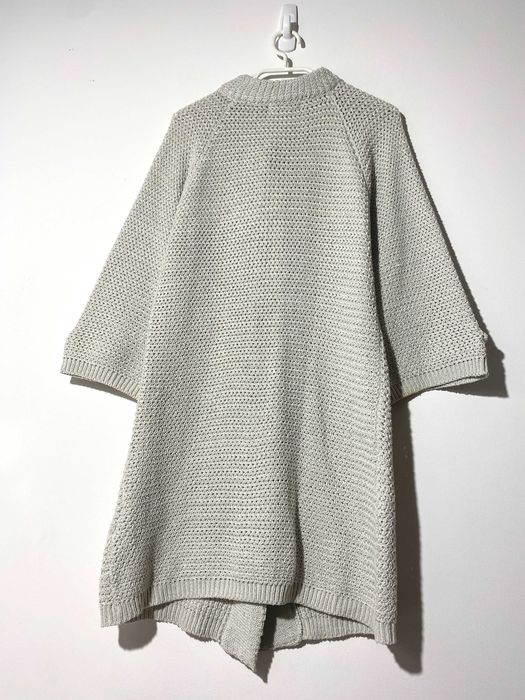 sweter szary srebrna nitka kimono kardigan z kieszeniami bawełna S 36