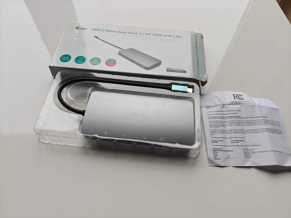 i-tec USB-C Metal Nano Dock 2x DP 1x HDMI 4K LAN Audio PD 100W Stacja dokująca