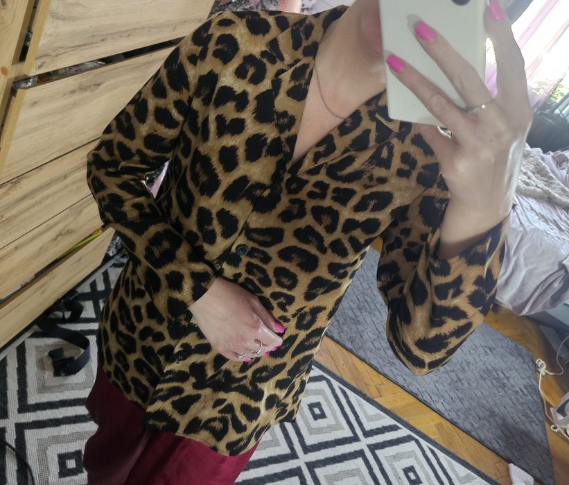Стильна леопардова блузка Zara тигрова рубашка сорочка леопард тигрова