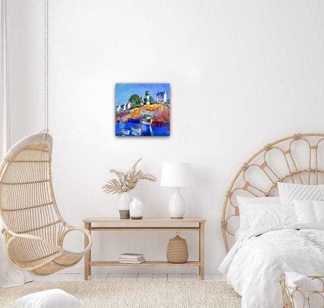 Картина маслом, 2019, х.м., мастихин, 30х30, в стильной раме-окно