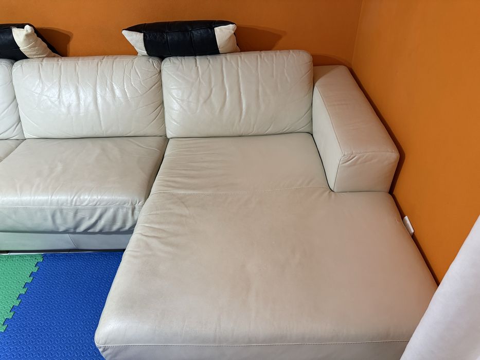 Sofá Pele - Chaise Long (Branco)