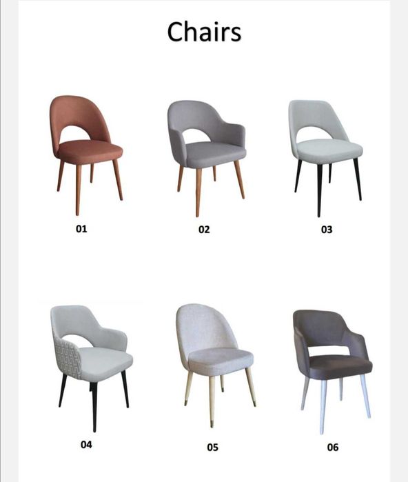 Cadeiras e mesas por medidas de fabrica.