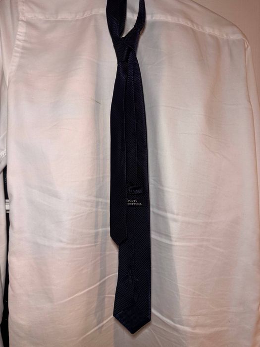 Krawat męski granatowy 100% mikrofibra – elegancki