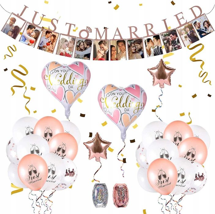 Dekoracje Ślubne 32 Sztuki Zestaw w Kolorze Różowego Złota