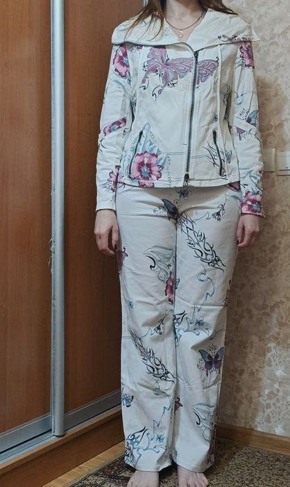 Костюм брючний вінтажний Laurel (Escada ),80-х років, білий костюм з принтом