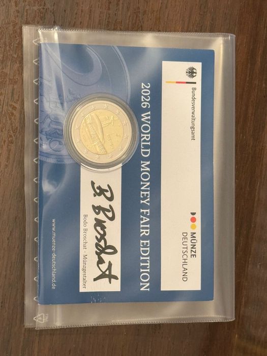 Moeda 2€ alemanha proof com assinatura