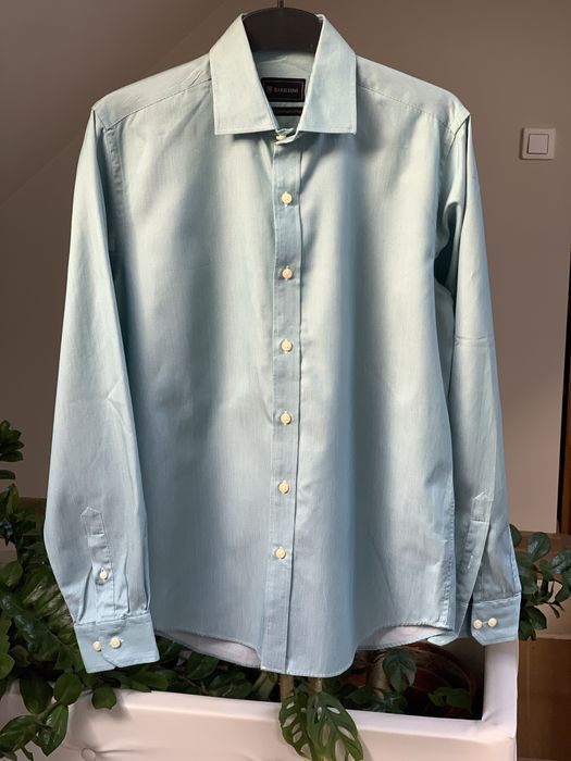 Koszula męska bawełna Batistini 39/40 paski jakość morska turkus