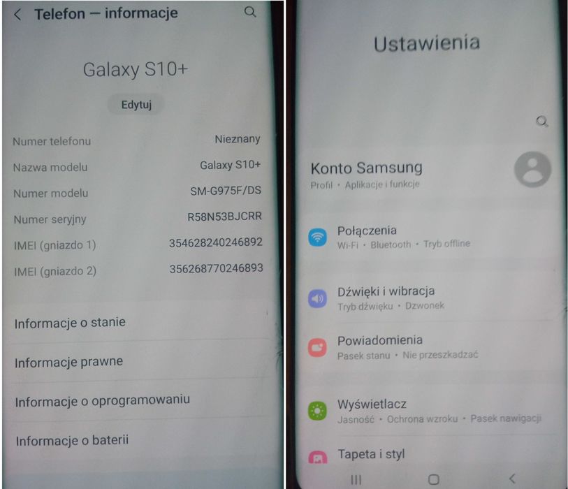 Samsung Galaxy S10+ 8GB/128GB czarny [Brak WI-FI BT]