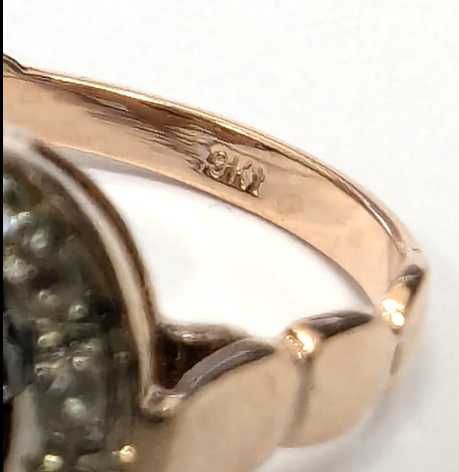 Anel - 9 kt. Ouro rosa, Prata Topázio - Diamante