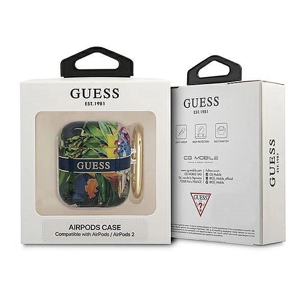 Etui Guess Flower Strap Collection na AirPods 1/2 - niebieskie