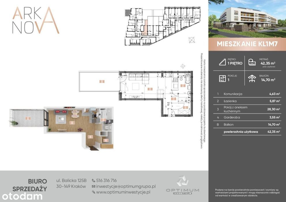 42,78 m2 z balkonem | stan deweloperski