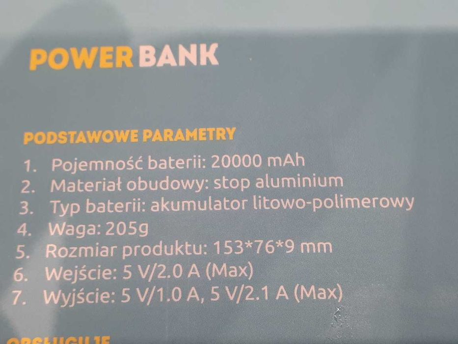 Power Bank 20000 mAh / latarka  (1 szt)