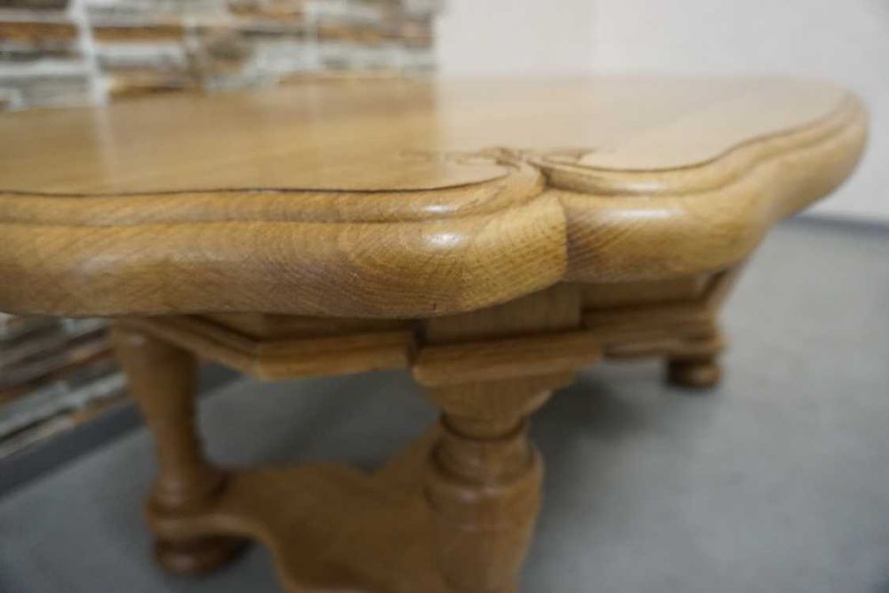Ława Stolik Lity Dąb Dębowa Naturalna Jasna Rzeżbiony Blat szer. 135 cm  (L-211)