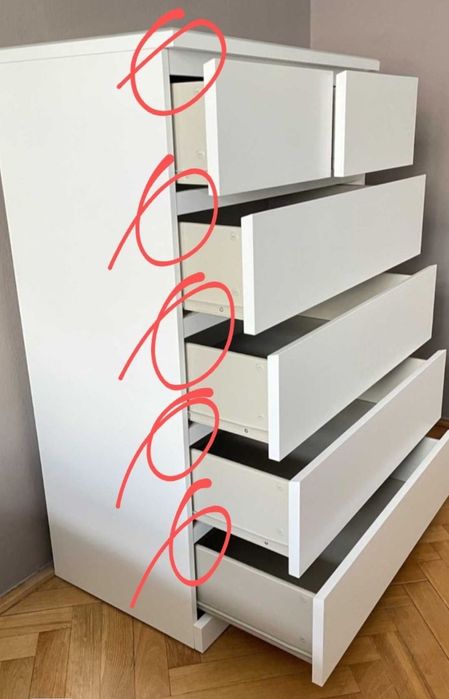 Komoda MALM z Ikea listwa biała matowa lub błyszcząca