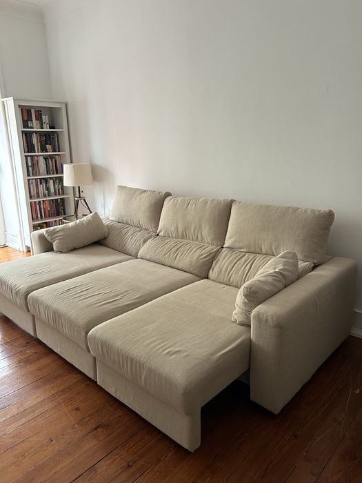 Sofá Ikea ESKILSTUNA 3 lugares c/ chaise longue bege