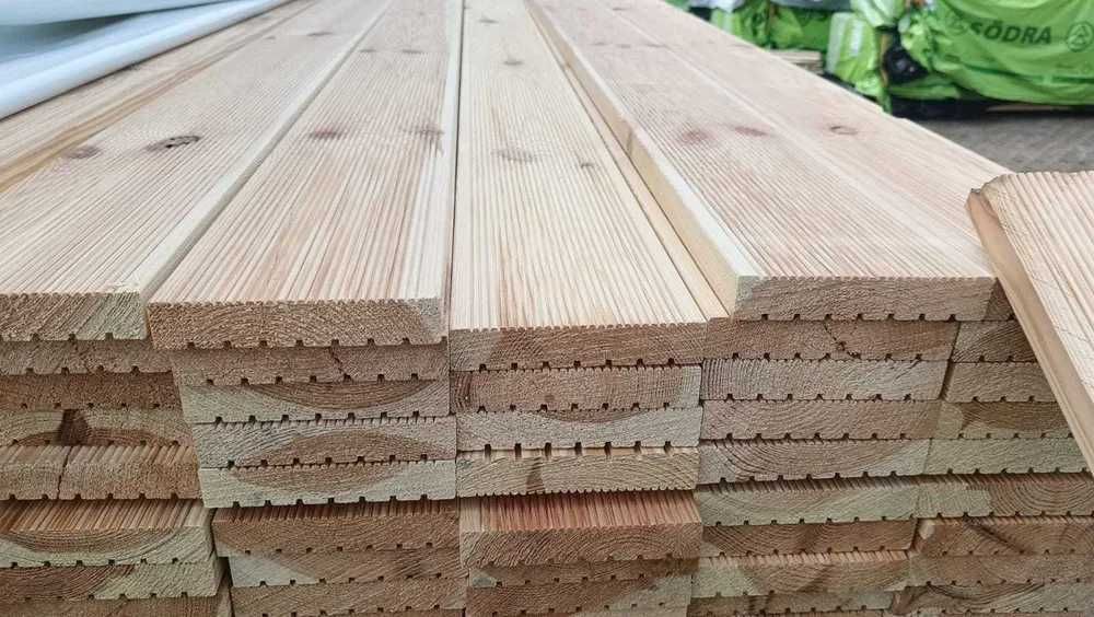 Deski tarasowe modrzew ryflowana i gładka