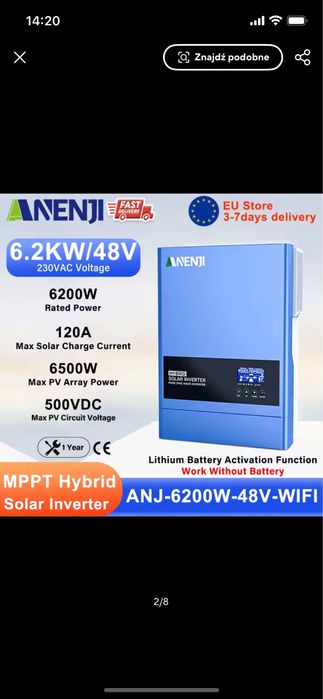 Falowniki hybrydowe Anenji Easun 11kw off grid