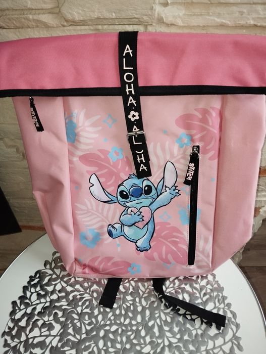Nowy duży pojemny plecak Stitch w kolorze różowym.