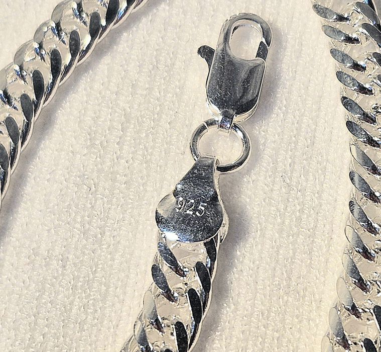 925 Posrebrzany jak Srebro Srebrny Łańcuszek Naszyjnik Pancerka 55cm