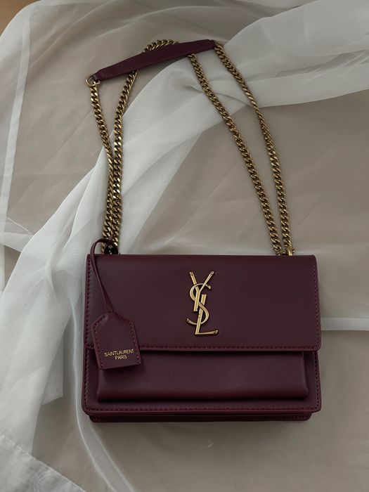 Сумка Saint Laurent / сумочка шкіряна бордова бургунді