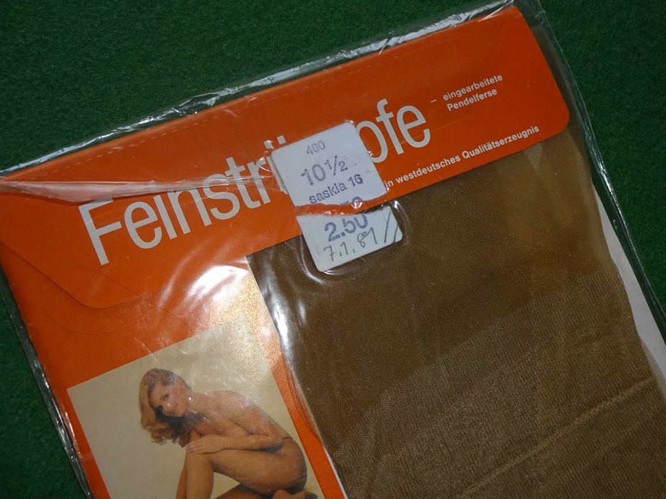 FEINSTRUMPFE nylonowe pończochy brązowe NYLONY unikat vintage r. 10,5