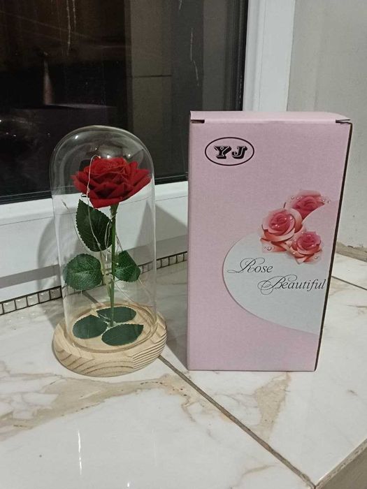 Роза в колбе с подсветкой|Подарок для любимой / мамы / подруги красная