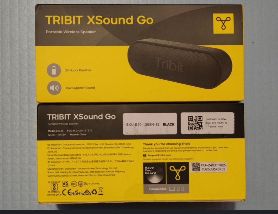 Tribit XSound Go,  Нова Портативна Bluetooth колонка водостійка