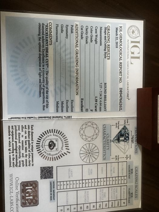 Pierscionek z Brylantem 1.59 carat