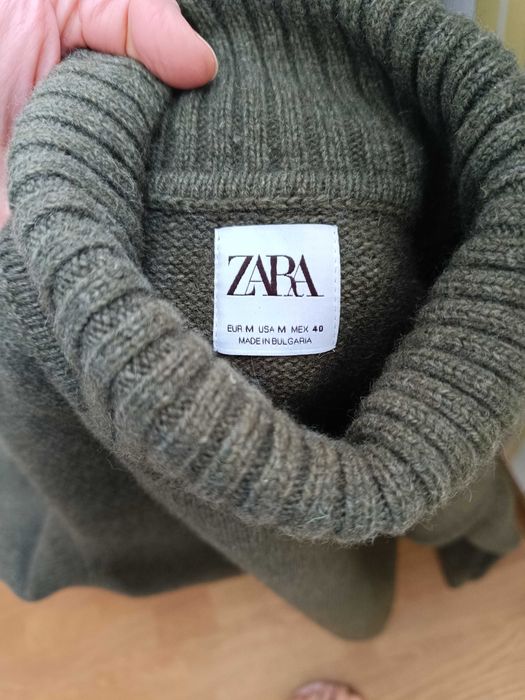 Светр р.M-L ZARA джемпер вовна зелений теплий