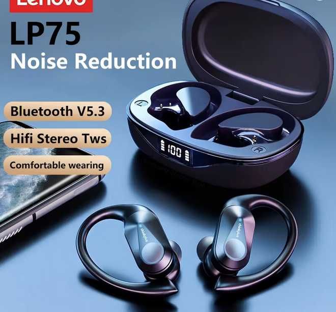 Auriculares Lenovo LP75 Bluetooth 5.3 Desporto Running