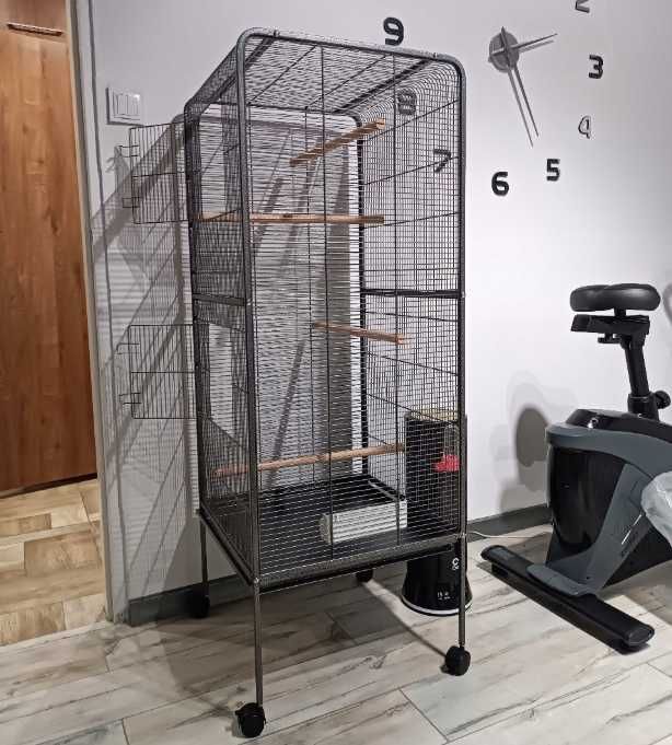 NOWA Duża Woliera dla ptaków klatka dla papug 4 drążki poidełko