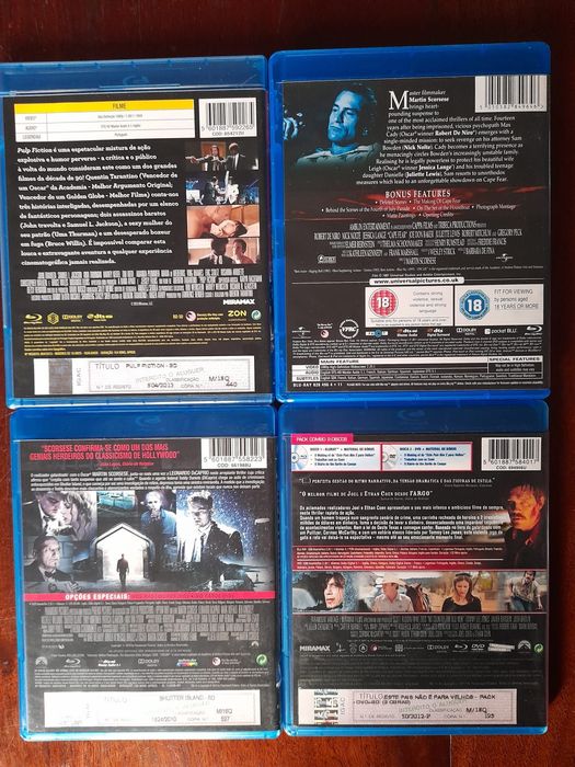 Bluray Pulp Fiction/Cape Fear/Shutter Island/País Nao É Para Velhos