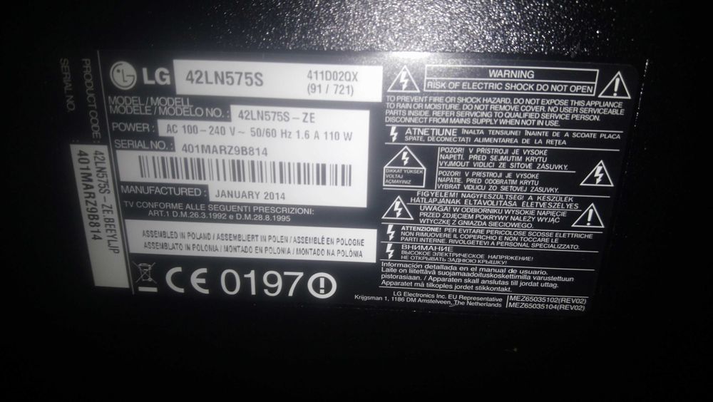 LG42LN575S smart tv
