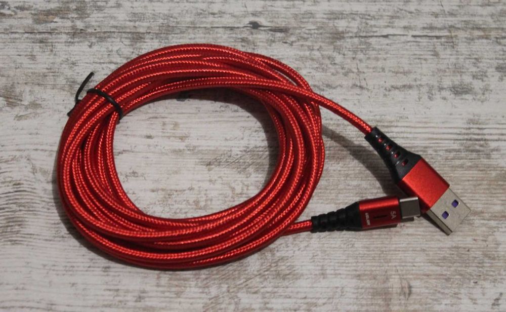 Кабель Type-C-USB 5A длина 3 метра.Быстрая зарядка.