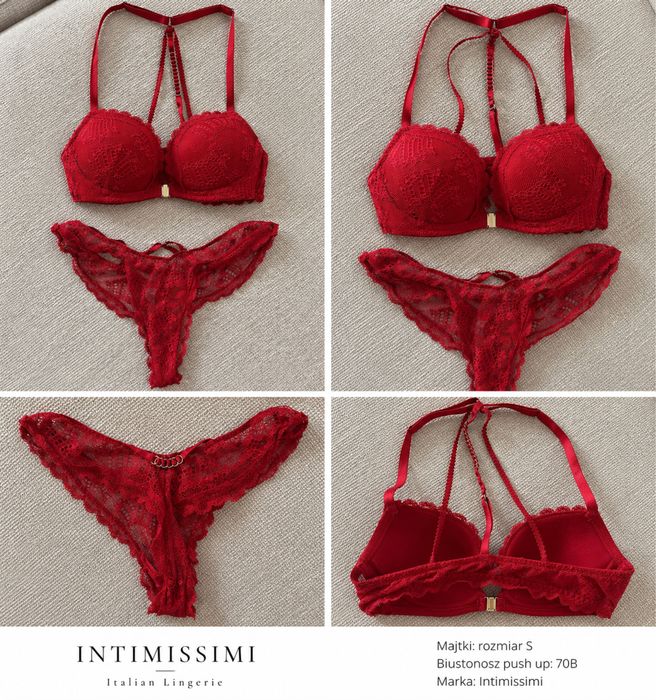 Intimissimi – komplet bielizny, koronka, czerwony
