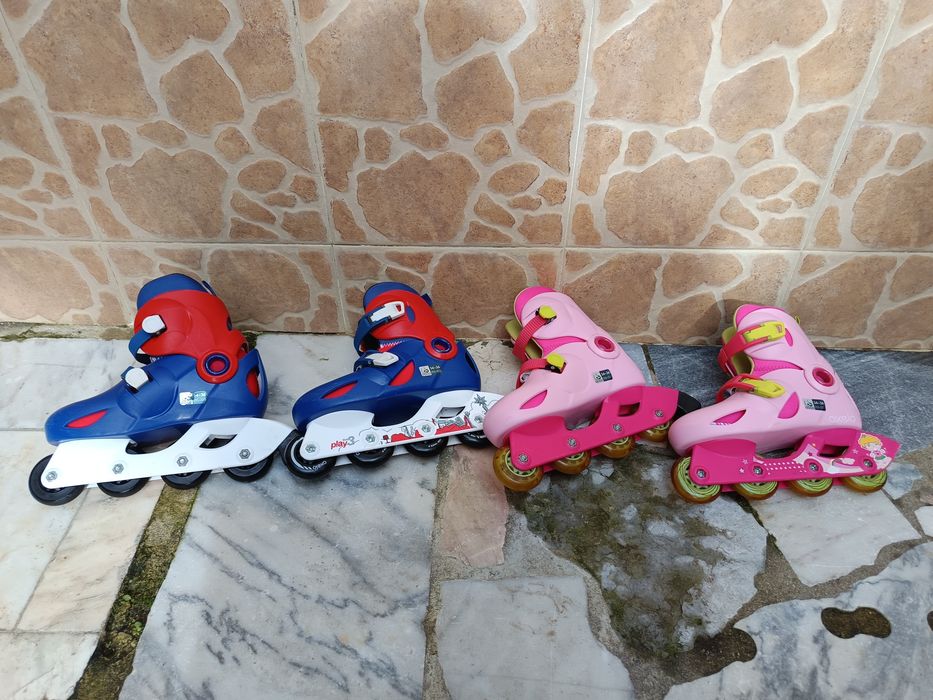 2 pares de patins  em  linha nu 34/36