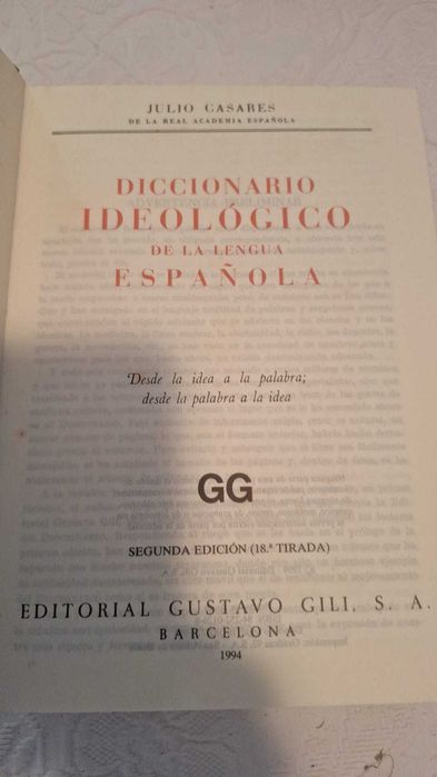 Diccionario Ideológico de la Lengua Española - Julio Casares (Gustavo Gili, 1994)