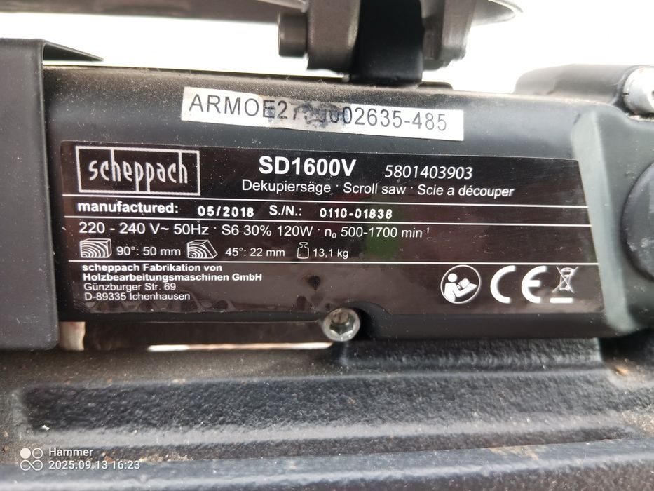 Wyrzynarka włosowa sepach scheppach SD1600v 120w