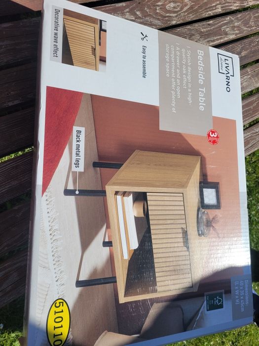 Szafka nocna dąb Livarno Bedside table lamele nowa 40×35×45