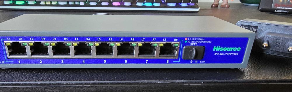 Switch de Rede 8 Portas 2.5G +1 SFP10G Hisource