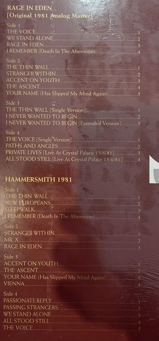 Ultravox Rage In Eden Winyl 4LP Limited 180gr Clear nowa w folii Box