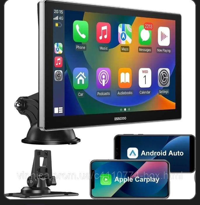 ESSGOO 991CP Автомобільний монітор 9" IPS – Carplay, Android Auto, Siri та Google Assistant