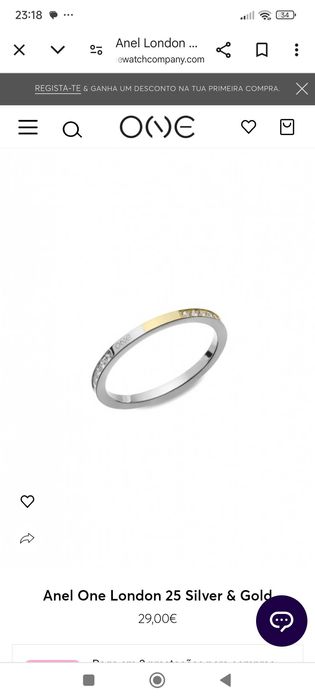 Anel One london 25 silver&gold