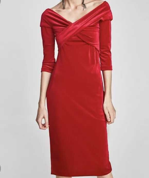 Vestido Veludo Vermelho [Zara]