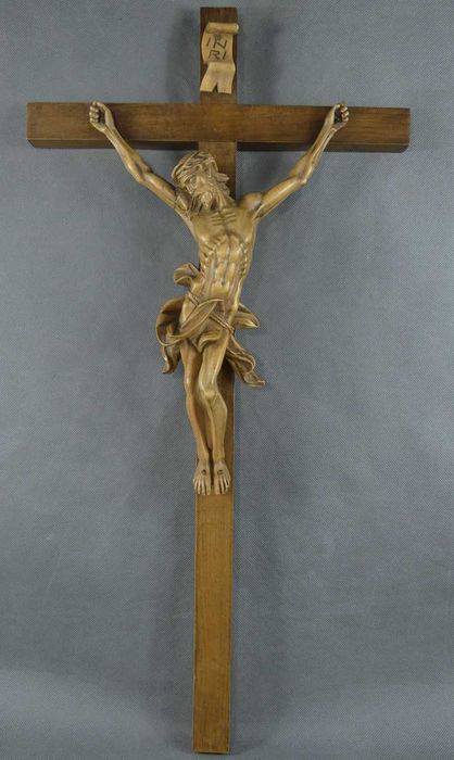 Krzyż Krucyfiks JEZUS pasyjka rzeźba drewno 70,5 cm