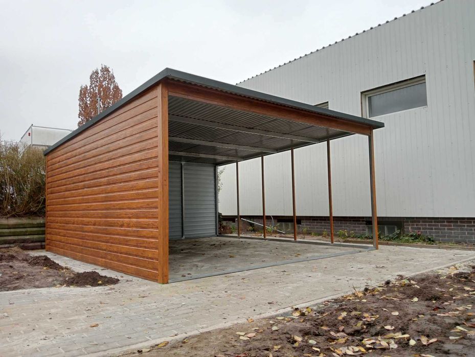 Wiata Blaszana/Carport złoty dąb PREMIUM CAŁA POLSKA
