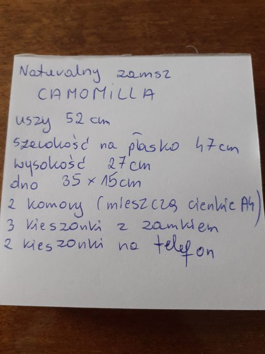 Camomilla naturalny zamsz mieści A4